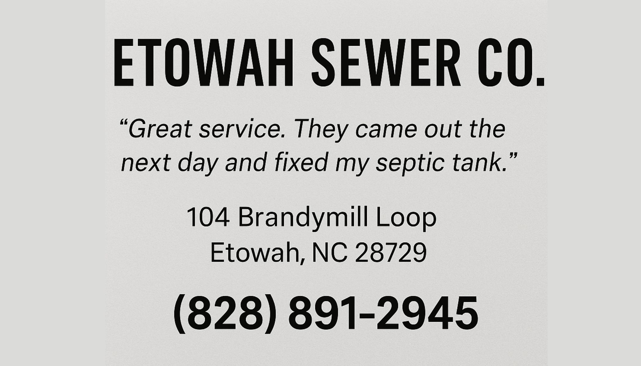 Etowah Sewer Co Phone: (828) 891-2945
