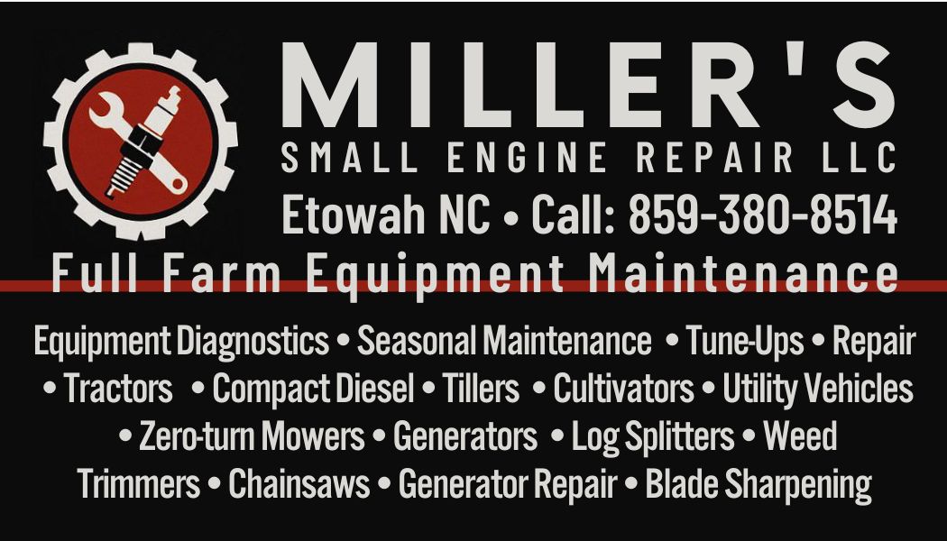 Millers Small Engine Repair Etowah NC 📍 Location: 78 Mennonite Church Road Etowah NC 28729 📞 Phone: 859-380-8514
